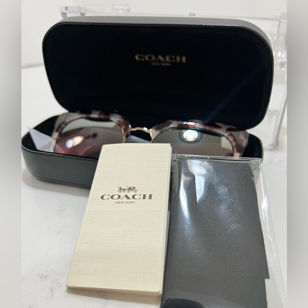 Coach Sunglasses with Tortoise and Pink Lenses - Picture 2 of 11